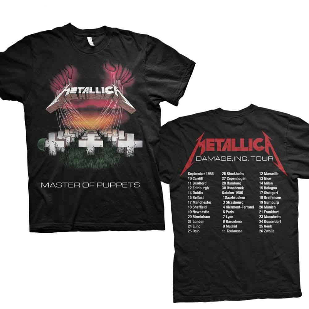Metallica Master of Puppets European Tour '86. Mens T Shirt