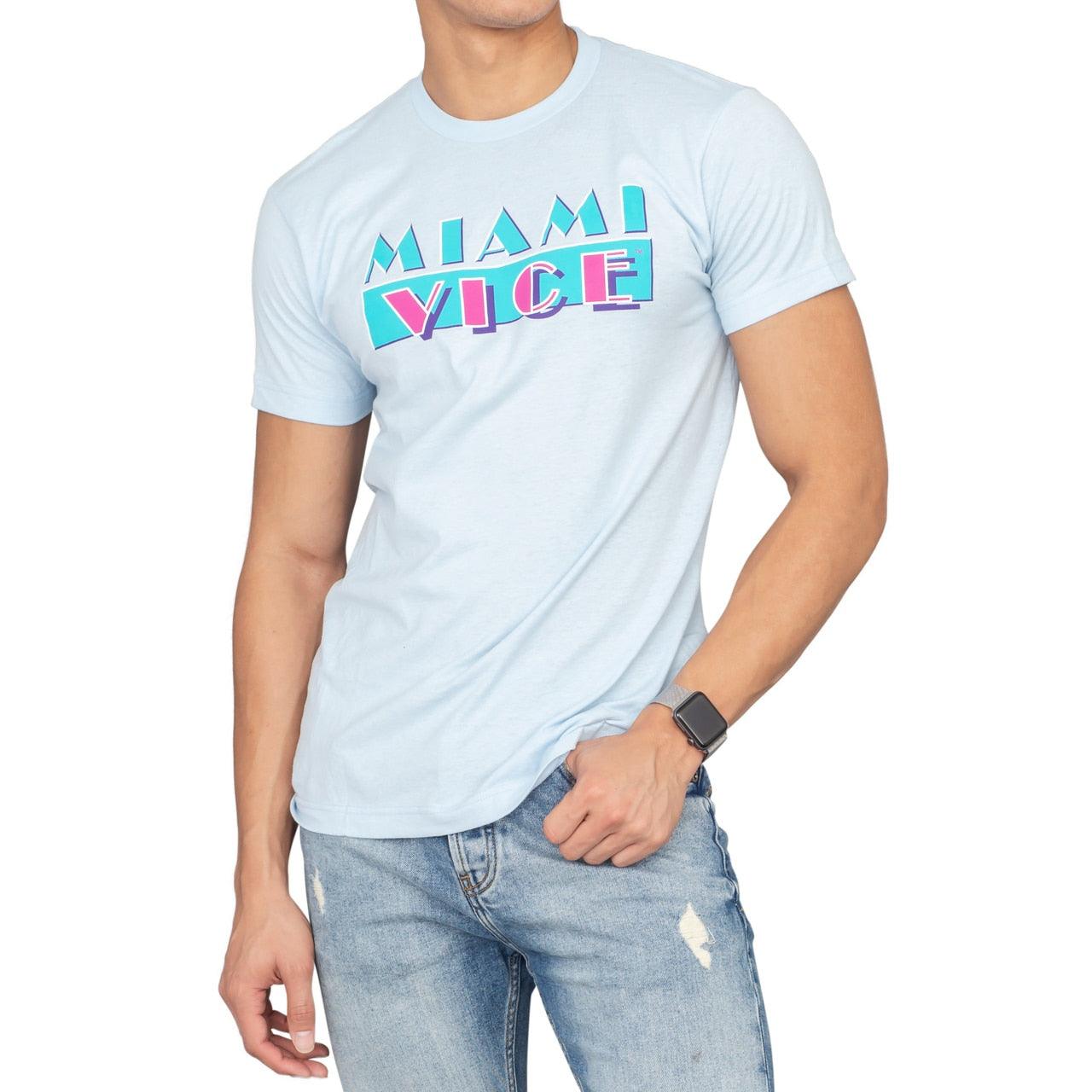 Miami Vice Light Blue Logo T Shirt