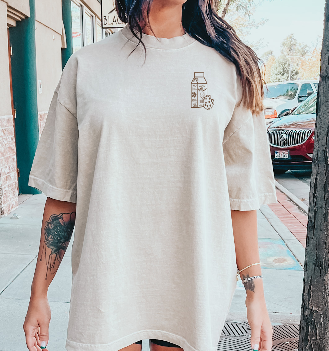 Milf N' Cookies Graphic Tee Womens T Shirt Ivory