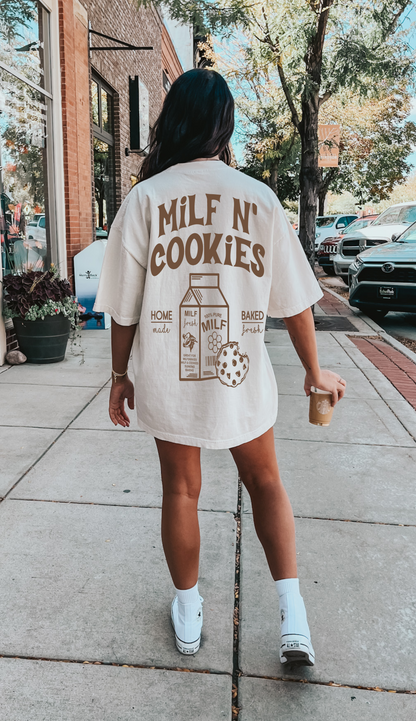 Milf N' Cookies Graphic Tee Womens T Shirt Ivory