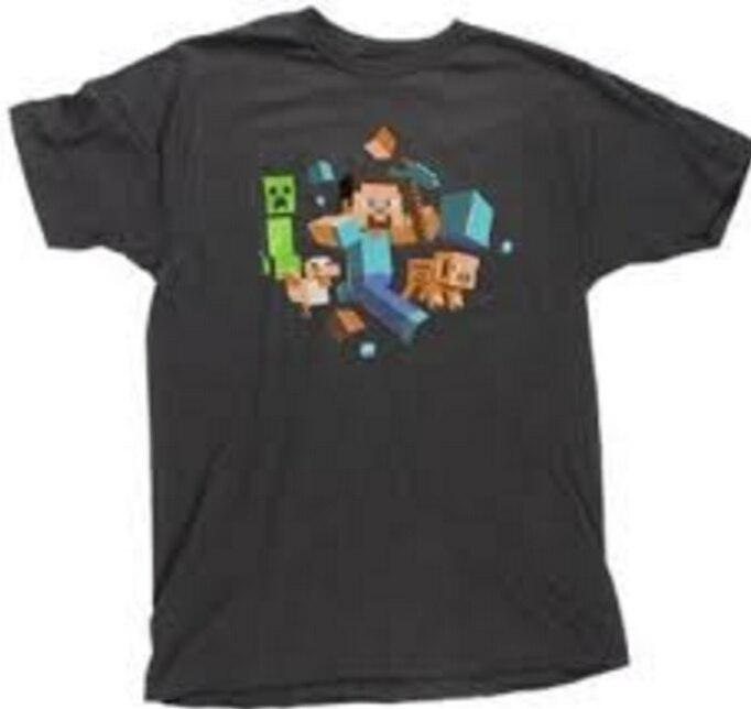 Minecraft Game Steve Run Away! Creeper Glow in the Dark T Shirt
