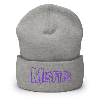 Misfits - Purple on Gray Cuffed HD Embroidered Beanie Hat