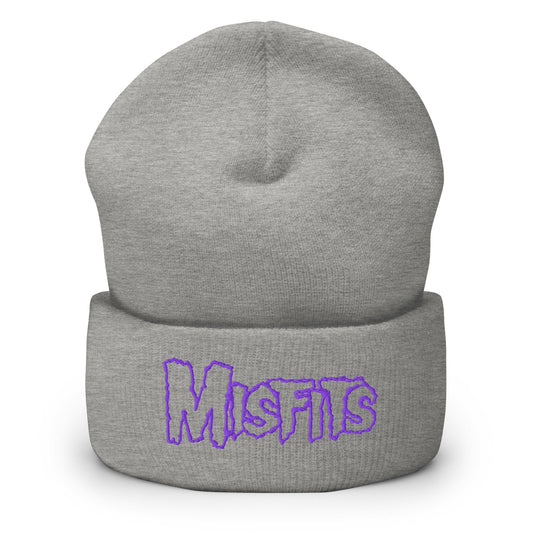Misfits - Purple on Gray Cuffed HD Embroidered Beanie Hat