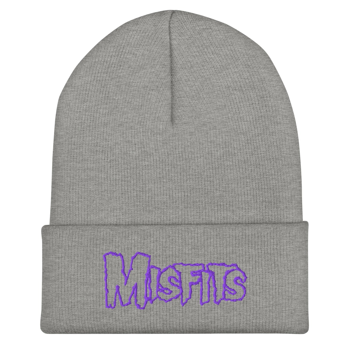 Misfits - Purple on Gray Cuffed HD Embroidered Beanie Hat