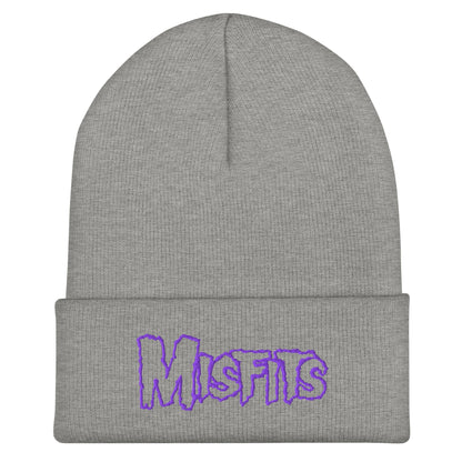 Misfits - Purple on Gray Cuffed HD Embroidered Beanie Hat