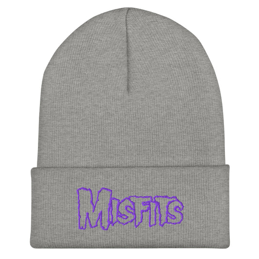 Misfits - Purple on Gray Cuffed HD Embroidered Beanie Hat