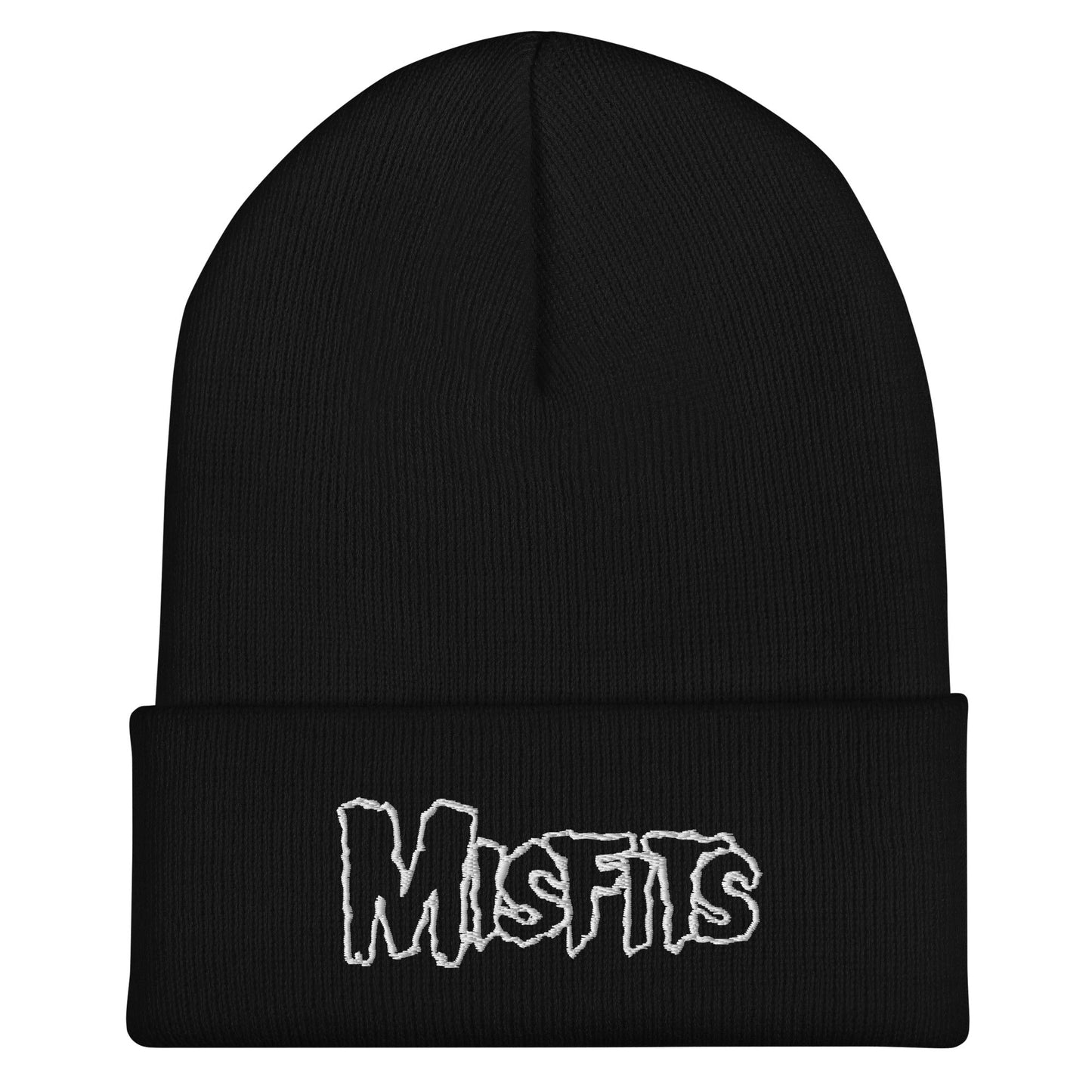 Misfits - White on Black Cuffed HD Embroidered Beanie Hat