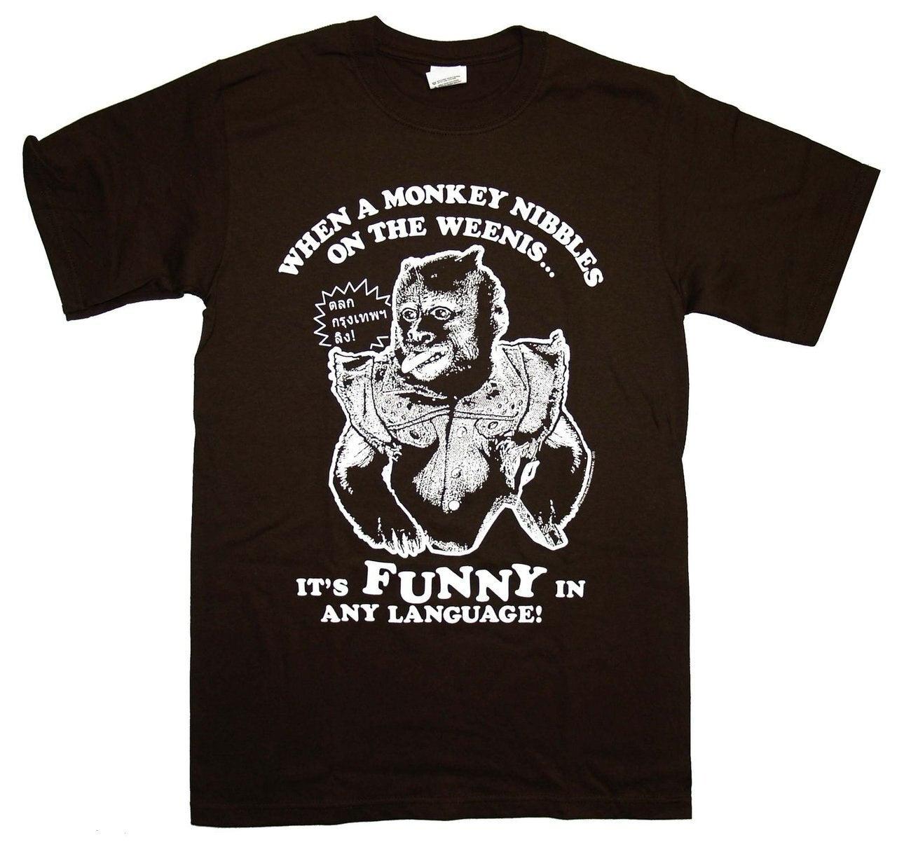 Monkey Nibbles on the Weenis Funny T Shirt