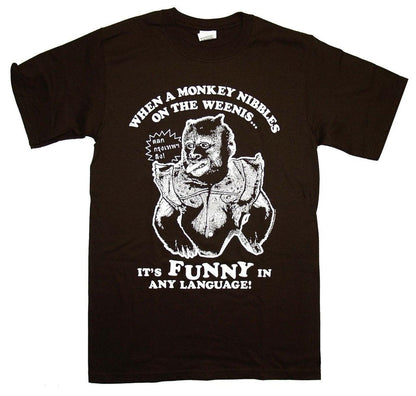 Monkey Nibbles on the Weenis Funny T Shirt