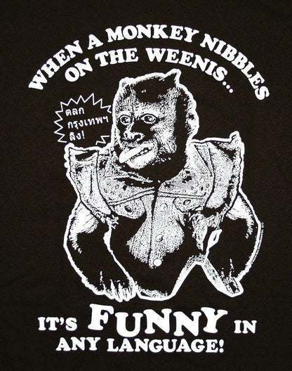 Monkey Nibbles on the Weenis Funny T Shirt