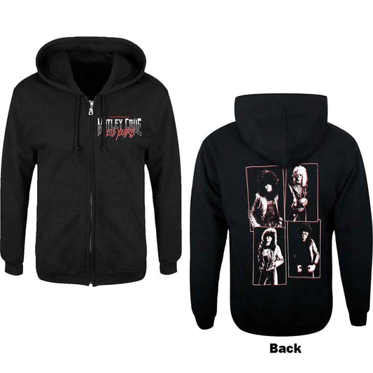 Motley Crue 40 Years Zip Up Sweatshirt Hoodie Black