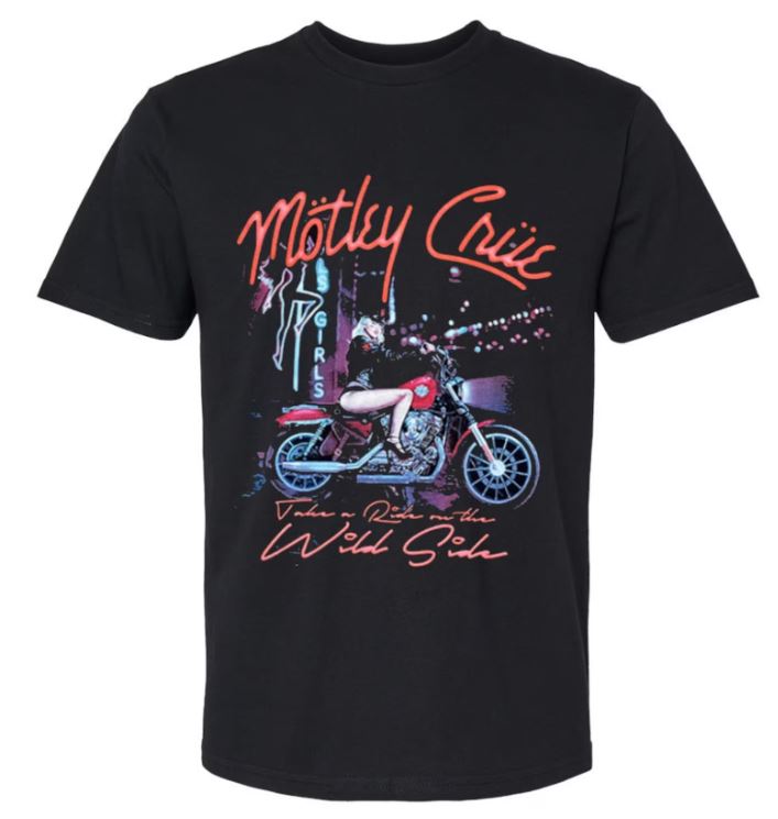 Motley Crue Wild Side Motorcyle Mens T Shirt Black