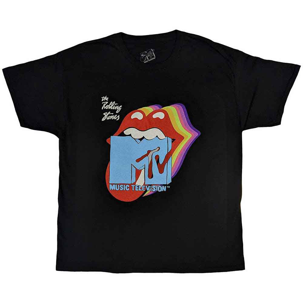 MTV Rolling Stones Rainbow Shadow Tongue Mens T Shirt