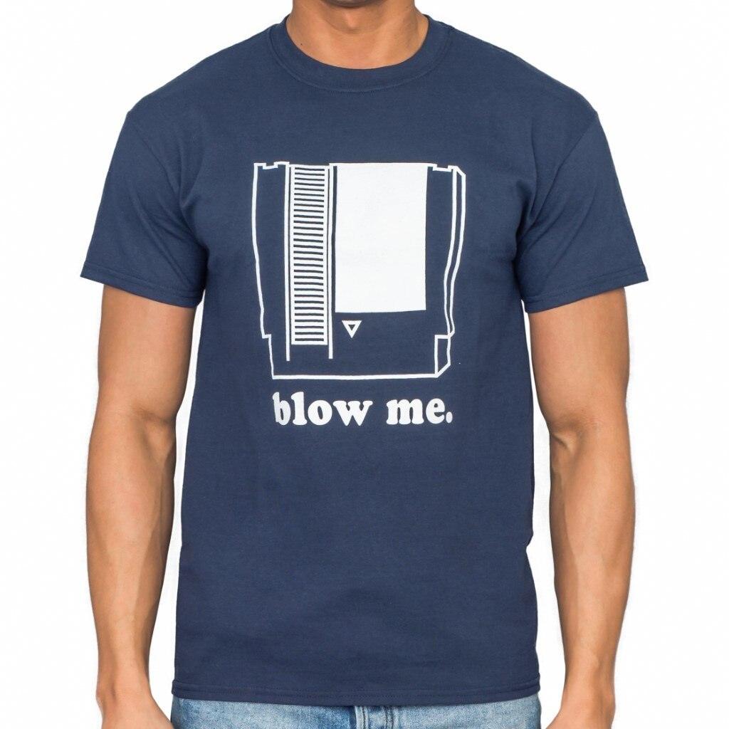 Nintendo Blow Me Navy Adult T Shirt