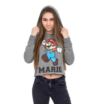 Nintendo Mario #1 Ladies Raw Edge Cropped Sweatshirt Hoodie