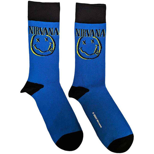 Nirvana Inverse Happy Face Socks Blue