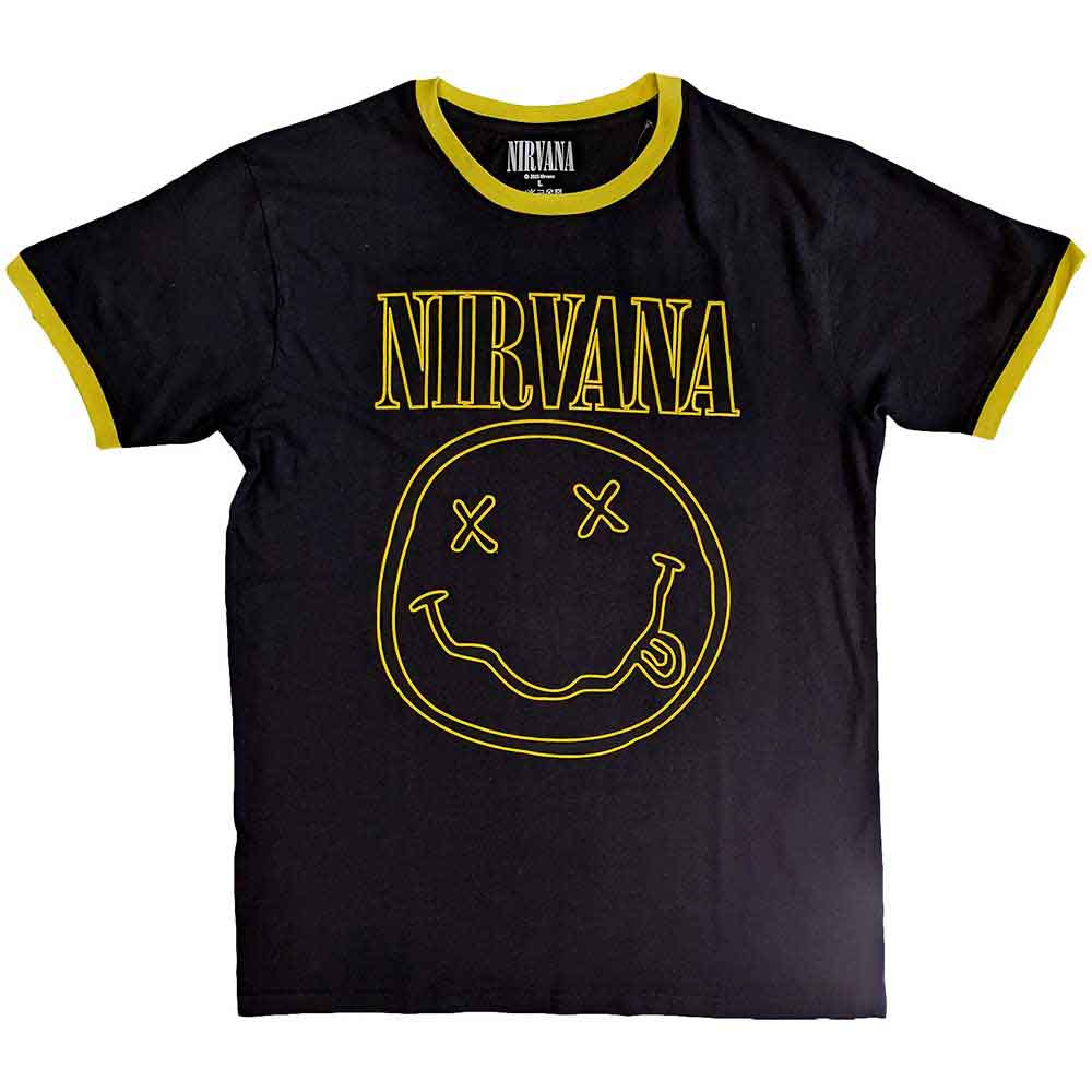 Nirvana Outline Happy Face Mens T Shirt