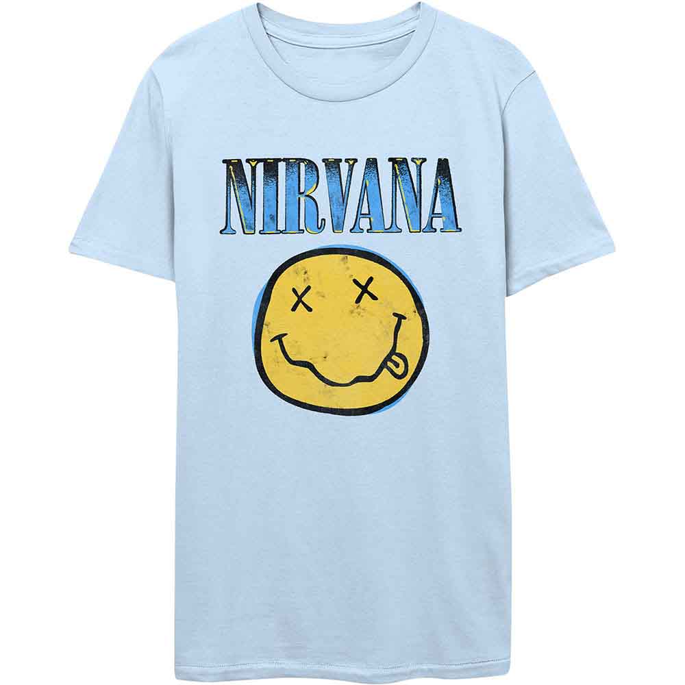 Nirvana Xerox Happy Face Blue Mens T Shirt