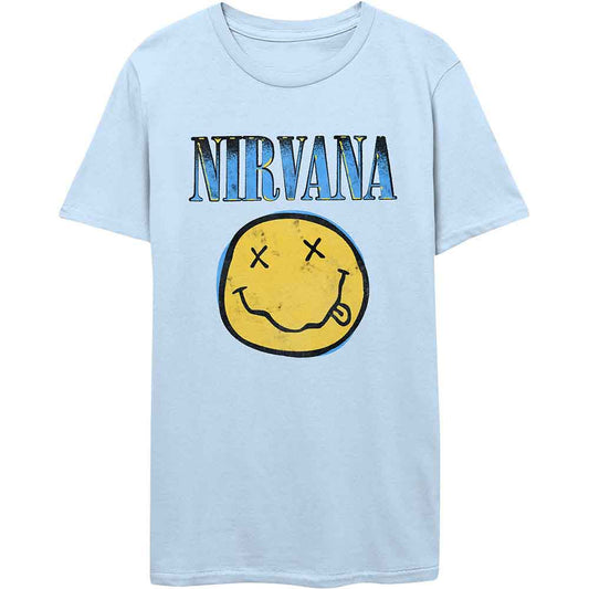 Nirvana Xerox Happy Face Blue Mens T Shirt