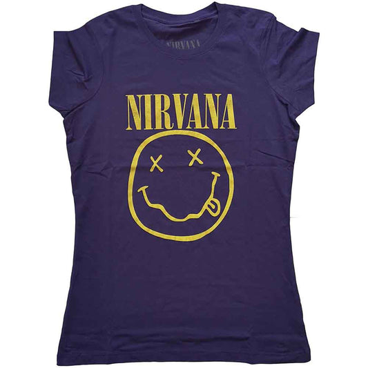 Nirvana Yellow Happy Face Womens T Shirt