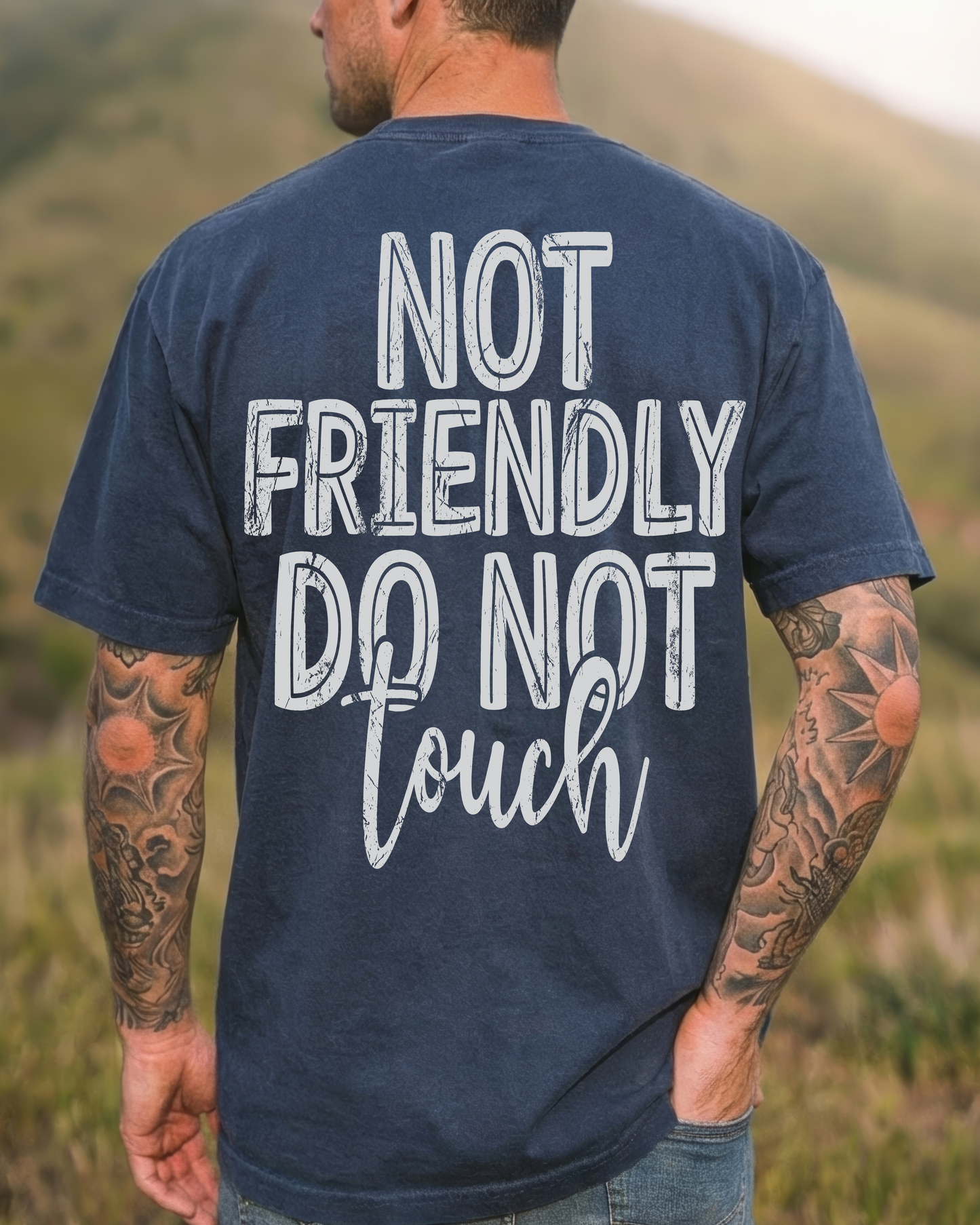 Not Friendly Do Not Touch T Shirt Navy Blue