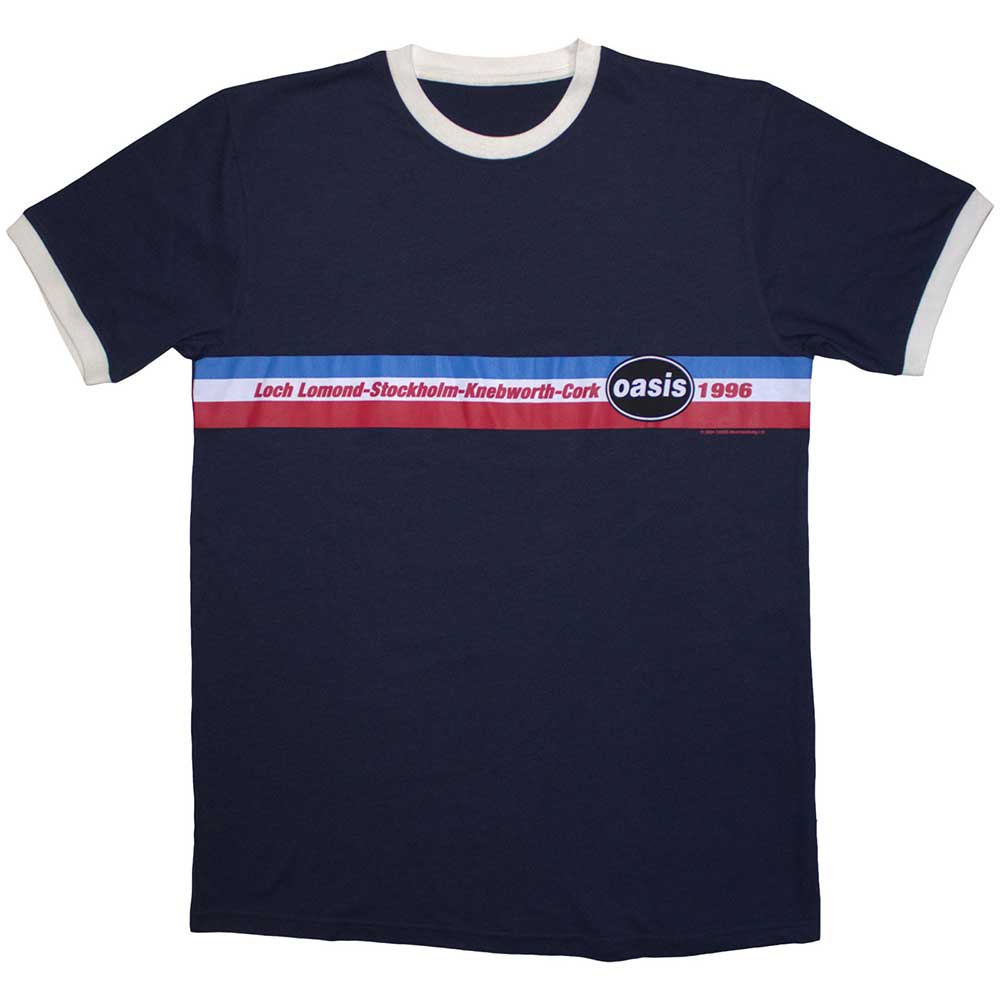 Oasis 1996 Tour Horizontal Stripes Mens T Shirt