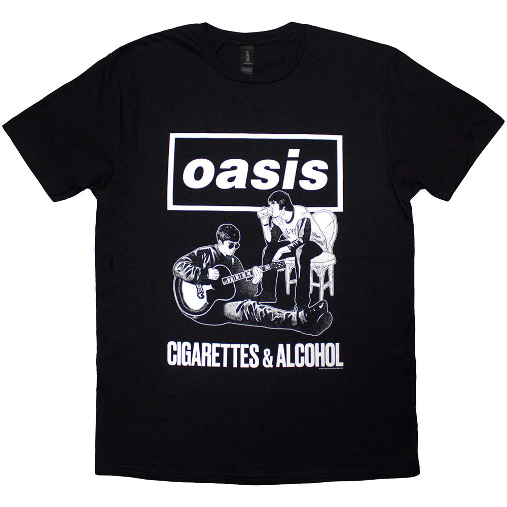 Oasis Cigarettes & Alcohol Illustration Mono Mens T Shirt