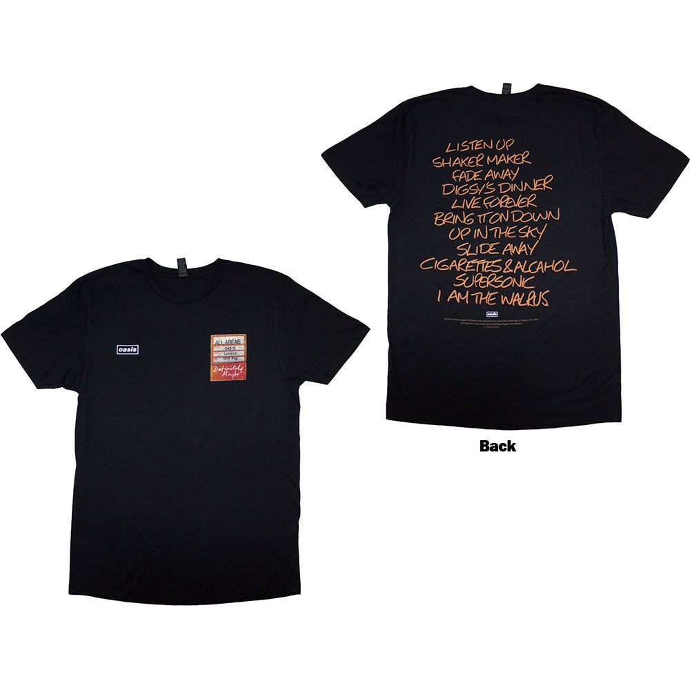 Oasis Definitely Maybe AAA Setlist Mens T Shirt