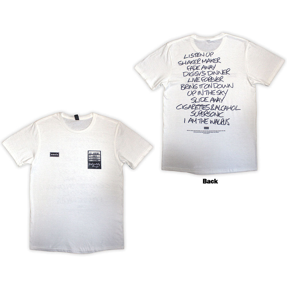 Oasis Definitely Maybe AAA Setlist Mens T Shirt