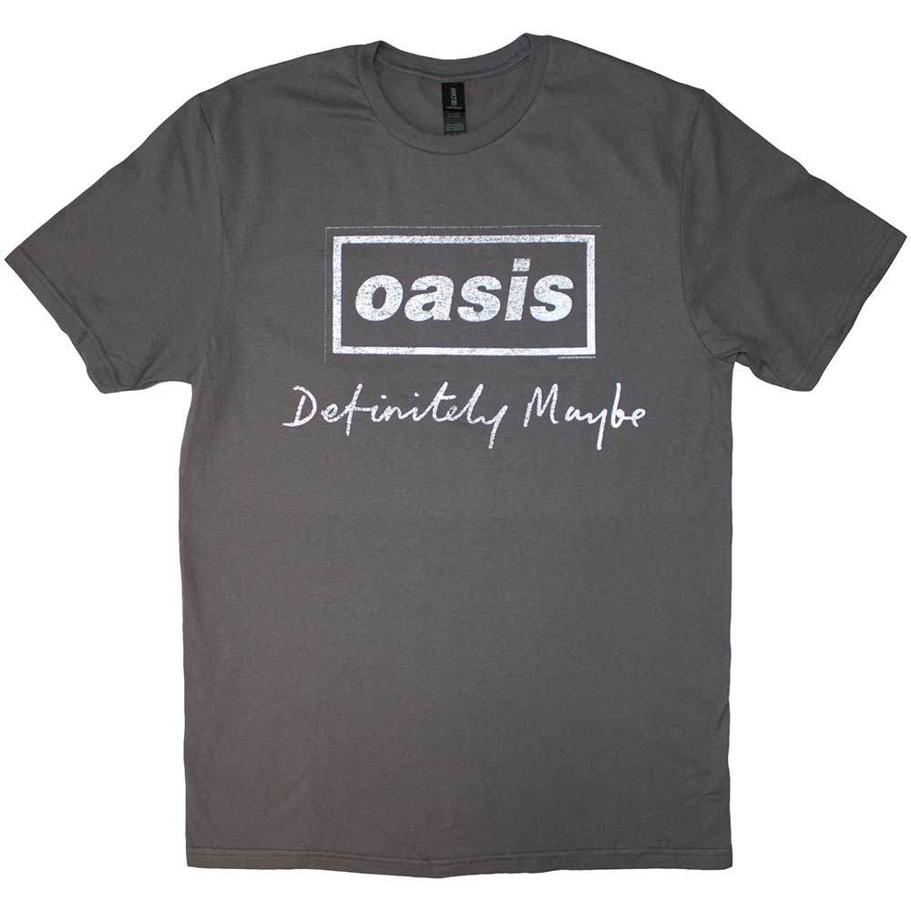 Oasis Definitely Maybe Distressed Text Logo Mens T Shirt