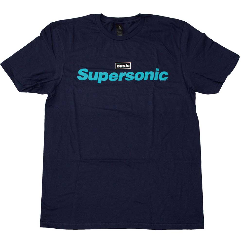 Oasis Supersonic Title Color Mens T Shirt Navy Blue