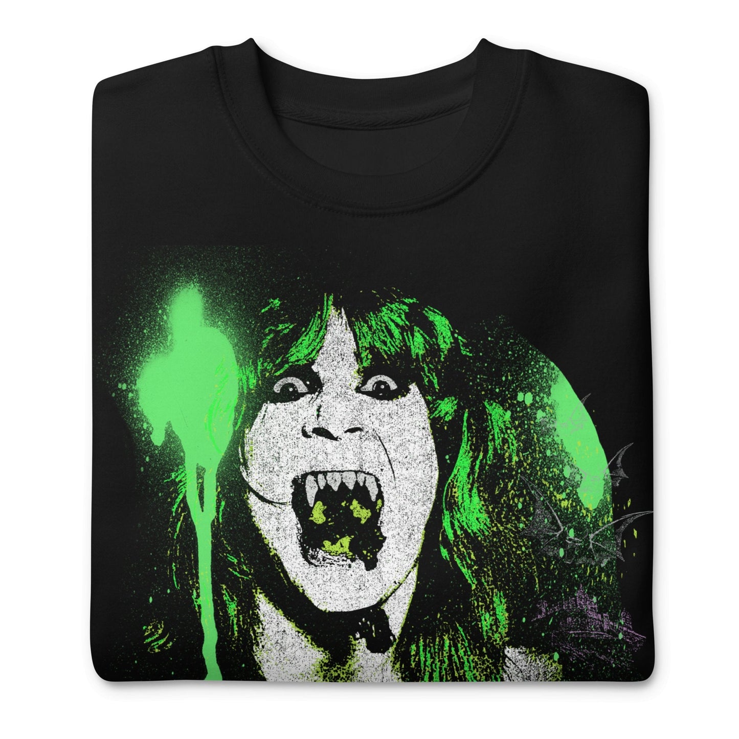 Ozzy Osbourne - Green Screaming Jumbo Print Crewneck Sweatshirt