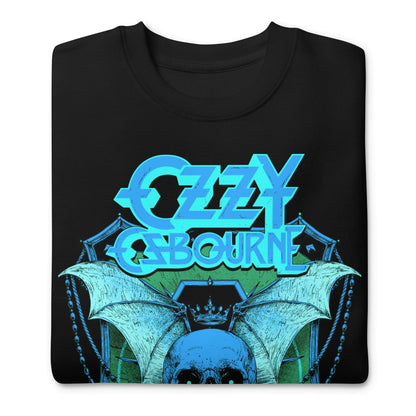 Ozzy Osbourne - Neon Blue Bat Jumbo Print Crewneck Sweatshirt