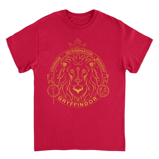 Harry Potter Minimalist Mascot Gryffindor Outline Red Mens T Shirt