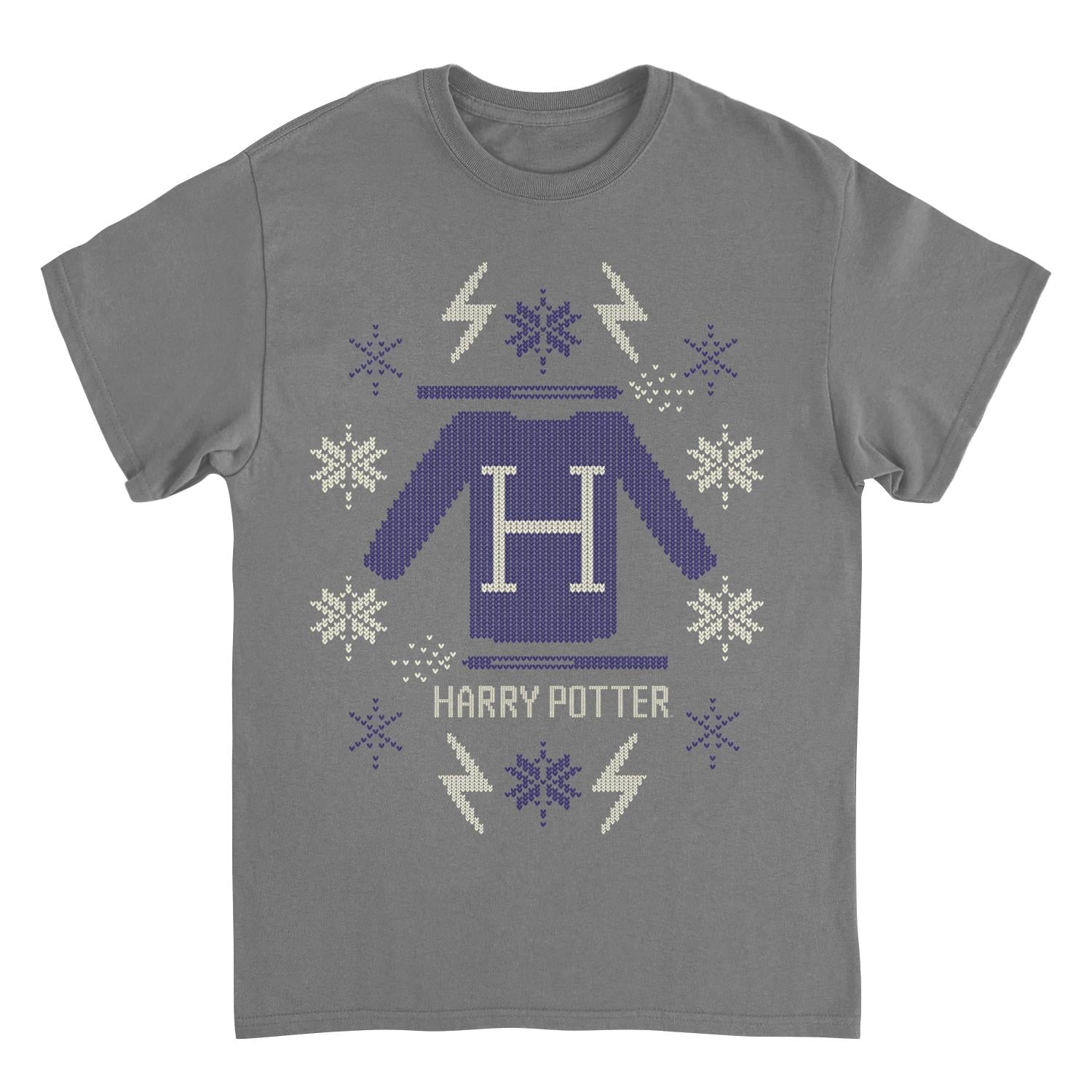 Harry Potter Blue Christmas Swetter Pattern Charcoal Mens T Shirt