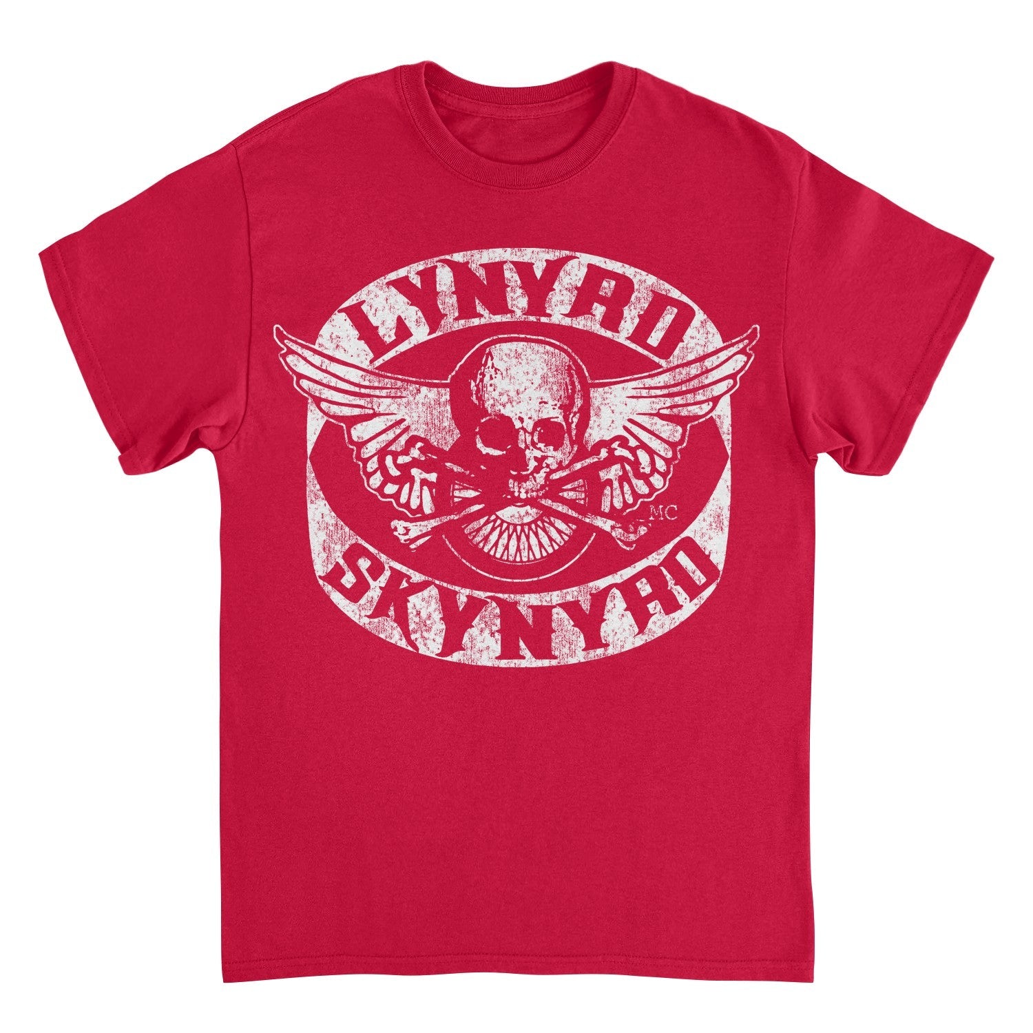 Lynyrd Skynyrd Skull White Mens T Shirt Red