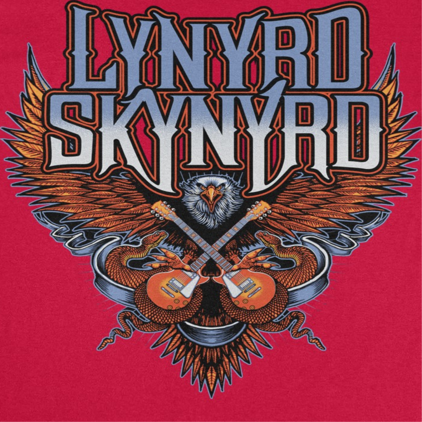 Lynyrd Skynyrd Eagle Guitar Mens T Shirt Red