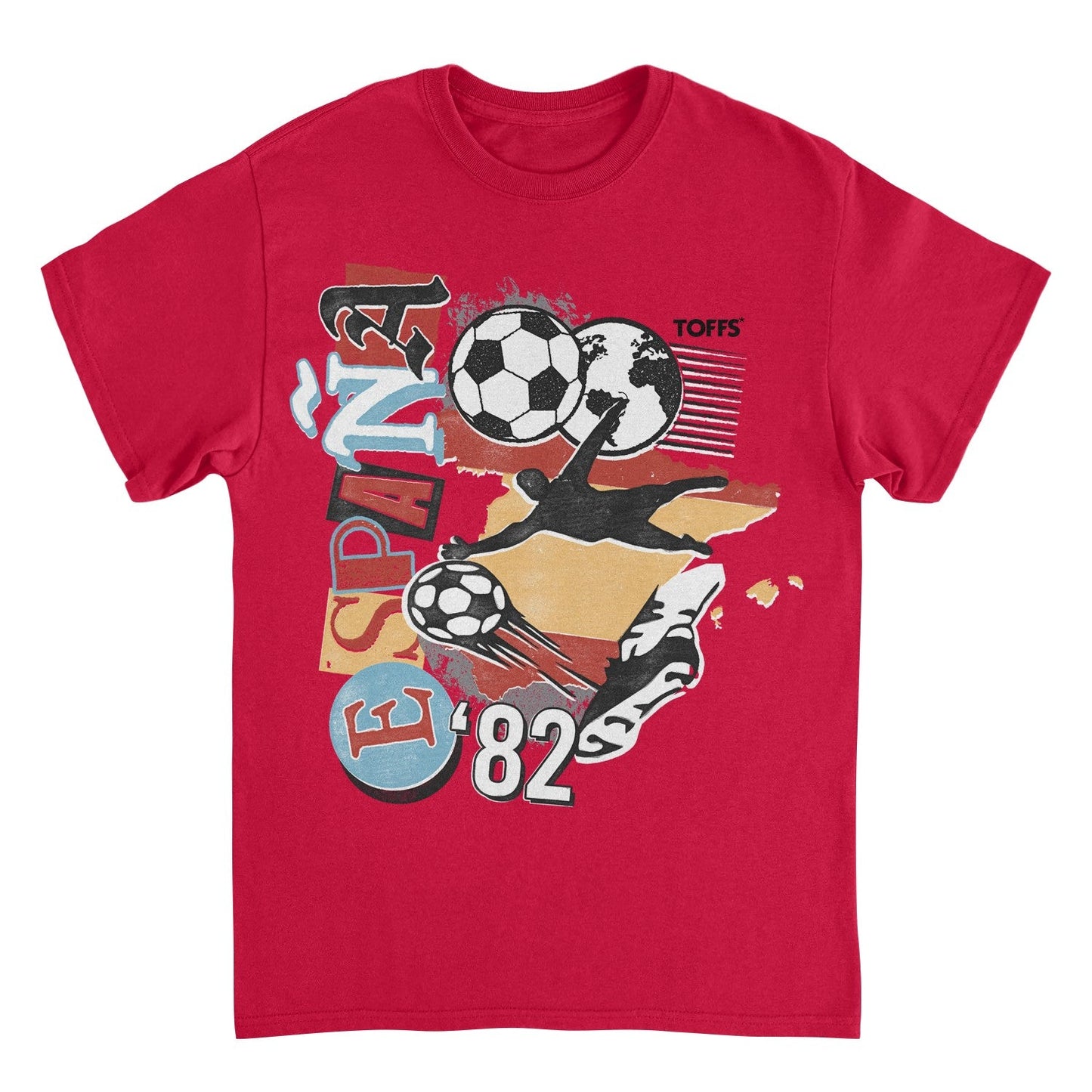 Toffs Retro Soccer Futbol Espana Mens T Shirt Red