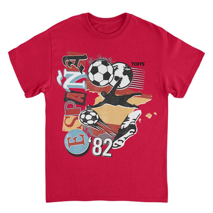 Toffs Retro Soccer Futbol Espana Mens T Shirt Red