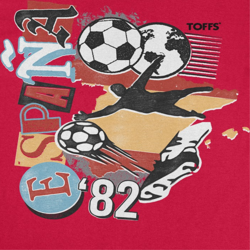Toffs Retro Soccer Futbol Espana Mens T Shirt Red