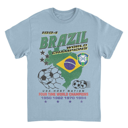 Toffs Retro Soccer Futbol Brazil World Mens T Shirt Light Blue