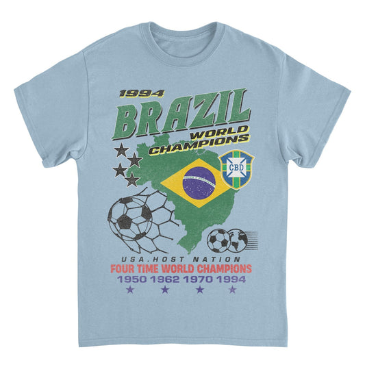 Toffs Retro Soccer Futbol Brazil World Mens T Shirt Light Blue