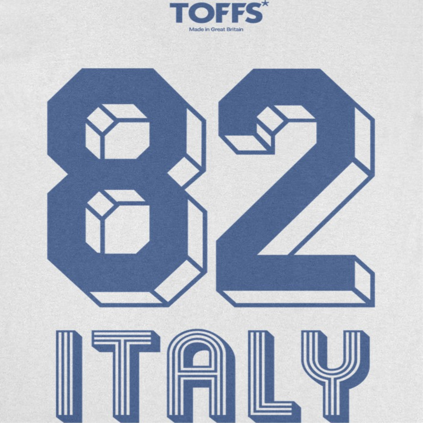 Toffs Retro Soccer Futbol Blue Italy Mens T Shirt White
