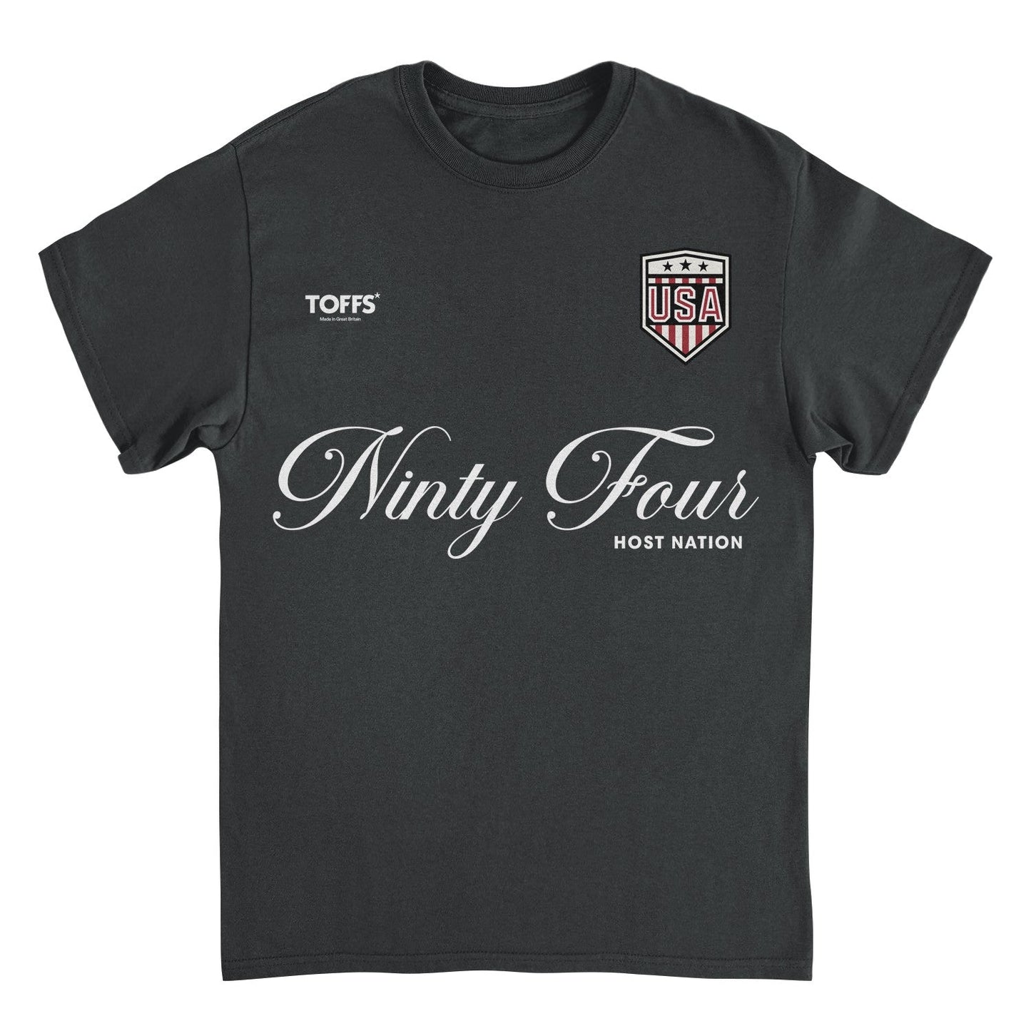 Toffs Retro Soccer Futbol Ninty Four Host Nation Mens T Shirt Black