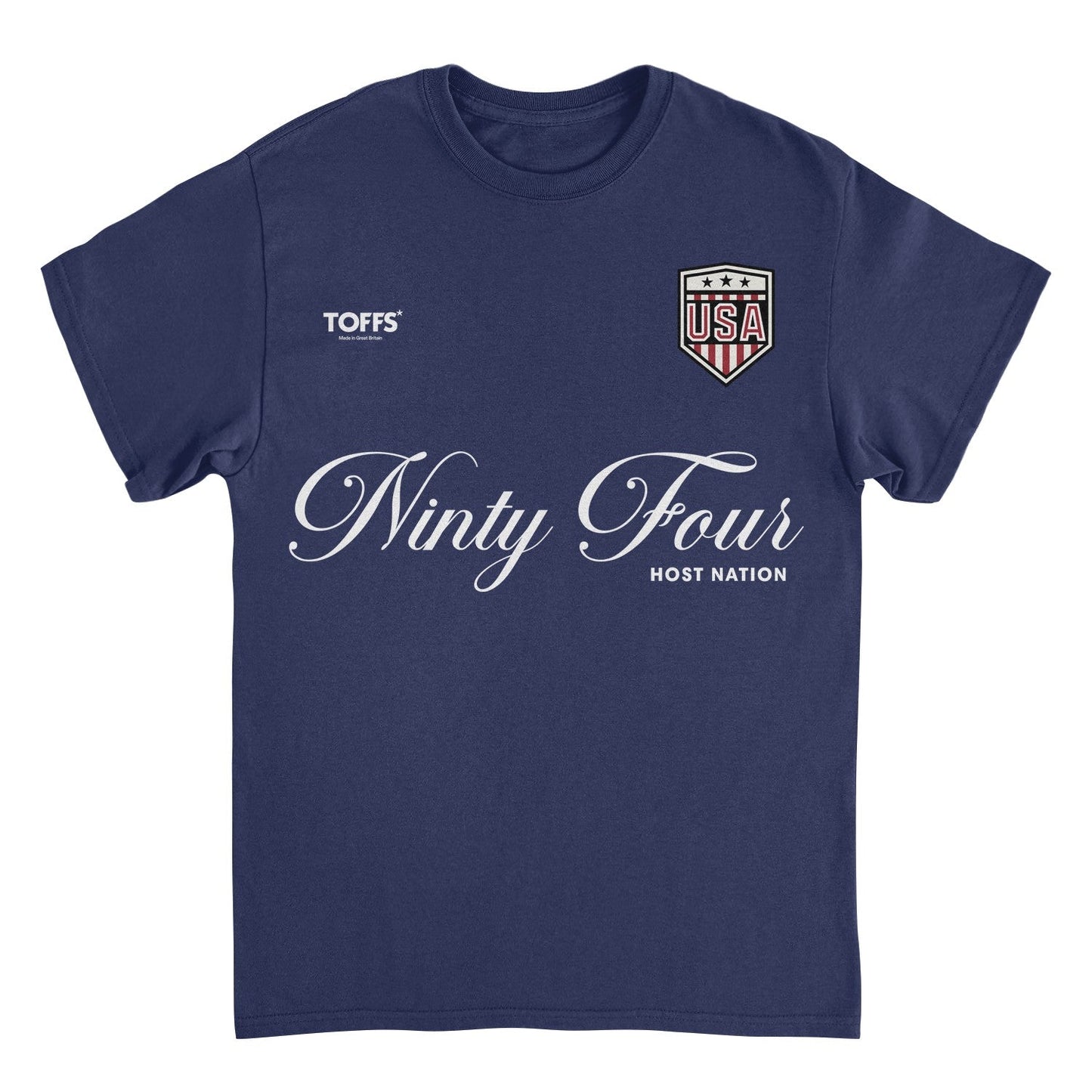 Toffs Retro Soccer Futbol Ninty Four Host Nation Mens T Shirt Navy Blue