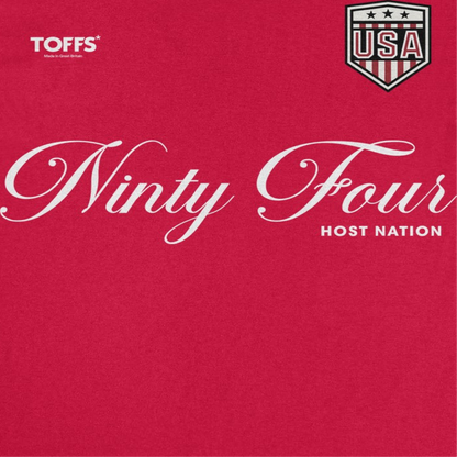 Toffs Retro Soccer Futbol Ninty Four Host Nation Mens T Shirt Red
