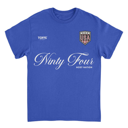 Toffs Retro Soccer Futbol Ninty Four Host Nation Mens T Shirt Royal Blue