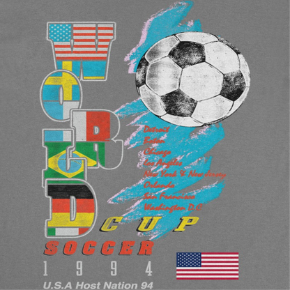 Toffs Retro Soccer Futbol World Soccer Cup Mens T Shirt Charcoal 