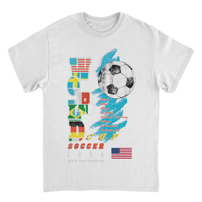 Toffs Retro Soccer Futbol World Soccer Cup Mens T Shirt White