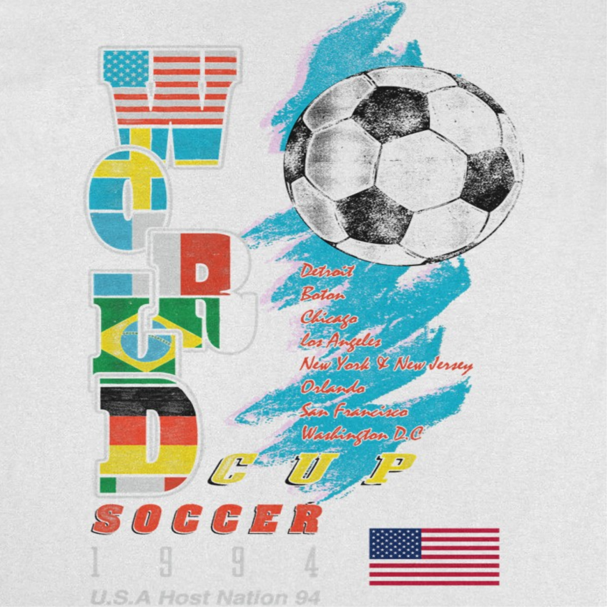 Toffs Retro Soccer Futbol World Soccer Cup Mens T Shirt White